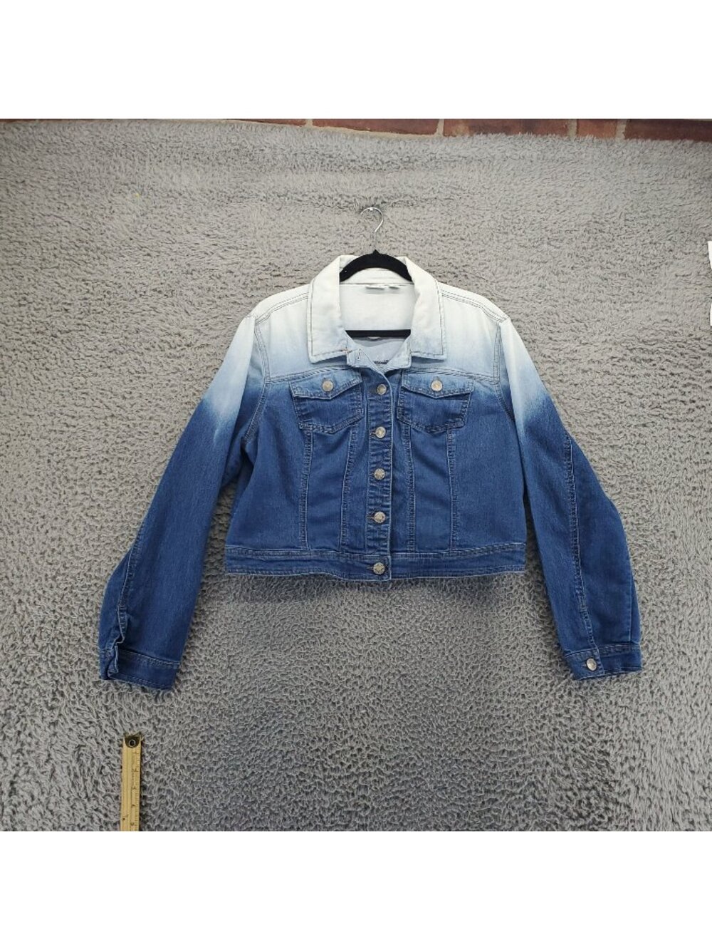 Cato Jacket Womens XL Blue Ombre Denim Button-Front Pockets